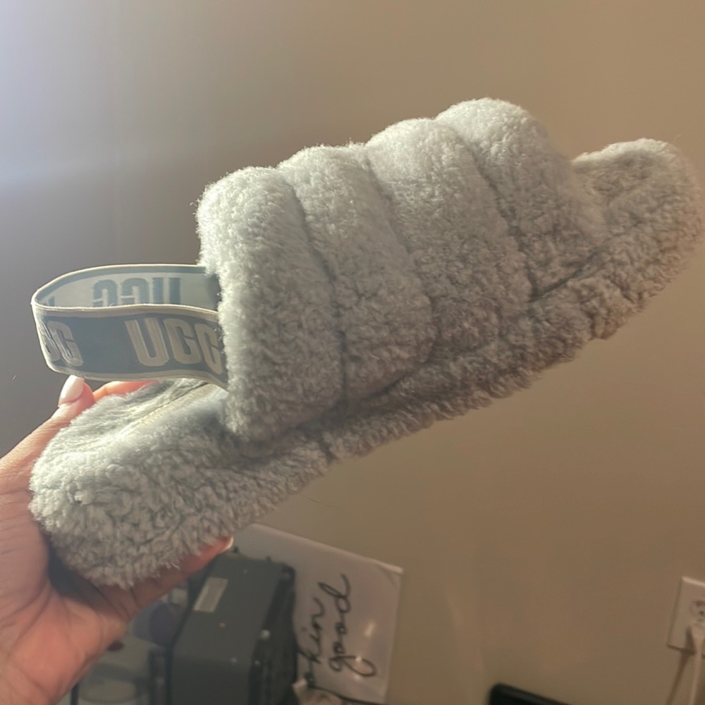 Baby blue, size 8, ugh slides